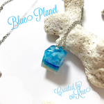 再販×2＊”Blue Planet ＊ ぷっくり青空、もくもく雲、波、海…”  景色の見える ネックレス
