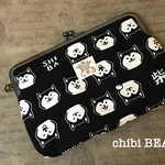 和柄 柴犬のがま口通帳ポーチ♪(黒)