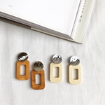 metal&wood hoop earring