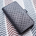 【受注製作品】栃木レザー サドル　手帳型　iPhoneケース　七宝紋スタンピング　対応色：生成り・黒・赤