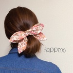 tie up　リボン　ヘアゴムorバレッタ　お花柄　ピンク系