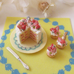 ハリネズミ★シマリス★いちごとお花のショートケーキセット★