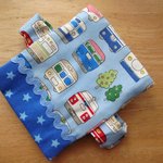 ★保冷剤ケース付ベルト＊手書き風電車が可愛い☆ライトブルー★