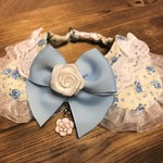 犬・猫首輪　約27～30　cocoちゃんリボンチョーカー　ホワイト・プリンセス・薔薇・無垢