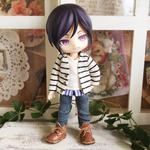 オビツ11サイズお洋服＊カーディガン×重ね着風タンクトップ×デニム3点セット