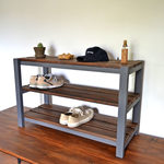 3段 Shoes rack Dark Gray 900 アンティーク 靴箱 シェルフ 無垢 グレー シューズラック