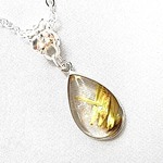 ゴールドタイチンルチルクォーツ（太金針水晶）　天然石ペンダント（チェーン・silver925）