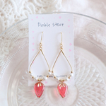 いちごのドロップフープピアス/イヤリング