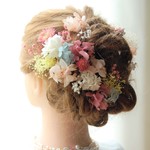 人気♡ 春爛漫♡小花とカスミソウのヘッドドレス　　ドライフラワー　プリザーブドフラワー　結婚式　成人式　和装　袴　ウエディング