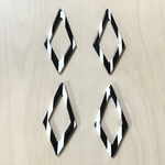 BLACK WHITE STRIPE BORDER DIAMOND CHARM