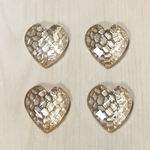 GOLD CLEAR HEART DESIGN NET CABOCHONS