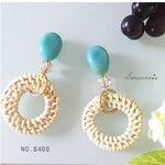 No.B408  ❤︎人気♕No.7❤︎おおぶり♔ 人気のラタン×ターコイズ のお洒落ピアス / イヤリング