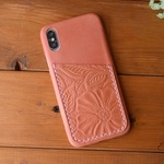 ALLブッテーロ iPhoneX 1枚革スマホカバー カードケース付き（花柄）