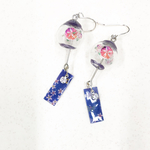 新作！夏を感じて 風鈴ミニチュアピアス  イヤリング シルバー紫朝顔