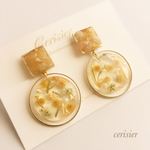 アベンチュリン×ミモザかすみ草ピアス/イヤリング