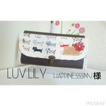 happinesssmi様  オーダー  長財布  ねこちゃん  合皮とレースでナチュラルに♪