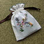 刺繍巾着ポーチ【K】