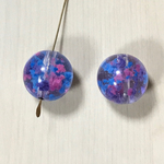 VINTAGE CLEAR BLUE PINK PURPLE CONFETTI ACRYLIC ROUND DECO BEADS
