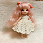 オビツ11 レース編みワンピース(フレア・オフ白）