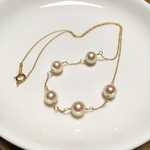 【ご注文品】K14GF ゴールド あこや  ステーションネックレス