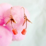 Pink coral Tulip pierced earrings