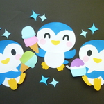 壁面飾り♪ 夏 ペンギン＆アイスクリーム＆かき氷♪