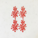 Red Designed Flower Filigree Parts