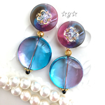 ☆Vintage☆ライトブルー×ピンクなグラデーションピアス/イヤリング