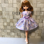 パープル花柄ワンピ