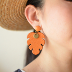  Monstera 【レザーピアス】 “yellow brown ”