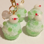 メロンのかき氷 白文鳥 キーホルダー