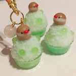 メロンのかき氷 シナモン文鳥 キーホルダー