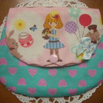 移動ポケット＊はんかちポーチ＊女の子とバルーン*水色