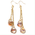 《送料無料》ティアドロップビーズのチェーンピアス(トロピカル)