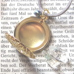 天然石×ロケットペンダント☆グリーンファントム＆パールGOLD