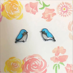 ～小さなピアスシリーズ～オオルリのピアス/ノンホールピアス(樹脂イヤリング)