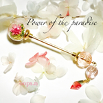 Power of the paradise.7 緑の草原 ピンク フラワー ヘアバトン 浴衣 スターフラワー 本物の花