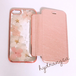  紫陽花と桜の押し花手帳ケース
