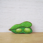 枝豆の刺繍ブローチ