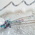 チェコビーズ の海色のかんざし