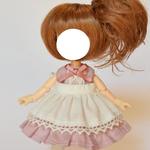オビツ11用・ピンクのワンピース（オプションエプロンあり）