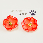 再販 ピンクフラワー イヤリング ピアス