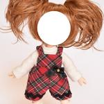 オビツ11用・斜め赤チェックのサロペット