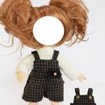 オビツ11用・茶チェックのサロペット(オプションカットソーあり)
