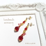 NEW!スワロフスキーのキラキラレッドピアス