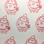 ゆるオカメレンジャー消しゴムはんこ