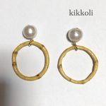 コットンパールとバンブーピアス