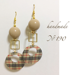 No.190＊チェック柄の大ぶりピアス＊イヤリング変更無料