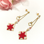 【SALE】樹脂粘土 6角形 レッドスター ピアス/樹脂ピアス