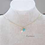 クリスタル♡スター（スリム）とターコイズ4（ブルーグリーン）☆華奢なチェーンネックレス♪～スライドボールがとても便利で好評です♪